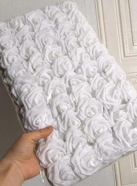 50pcs/package White PE Rose Artificial Flower Head With Stem