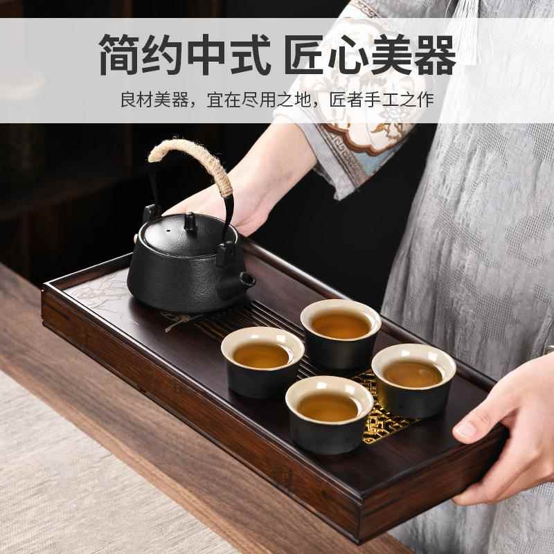 中精美雕刻大容量水蓄茶盘竹制式复古托XYCP159盘办公家用简约茶