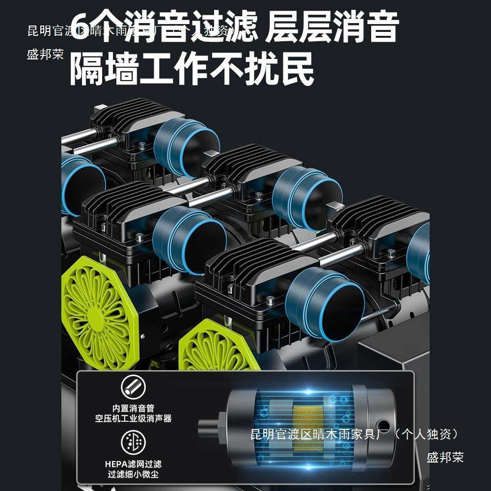 德国空压机打气泵小型220v空气压缩机无油低音工业级木工高压防爆