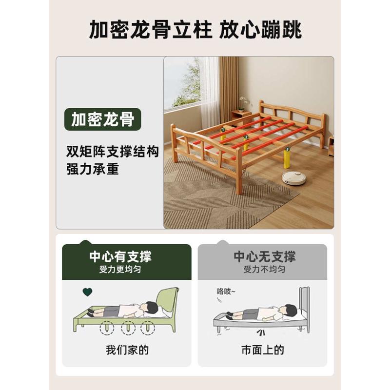 实木折叠床家用简易硬板单人床耐用加固双人床出租房床午休儿童床
