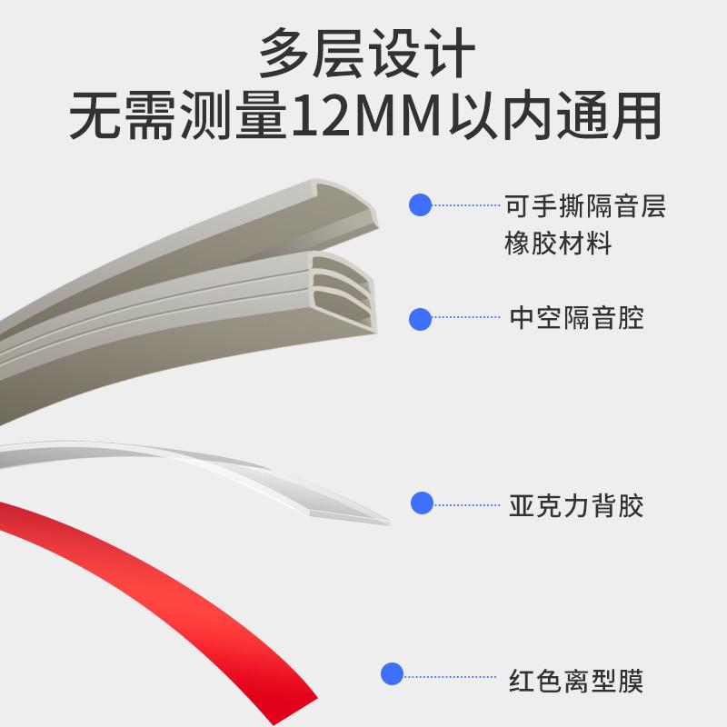 门缝密封条门窗隔音胶条可调整厚度缝隙密封条挡风条神器隔音门贴