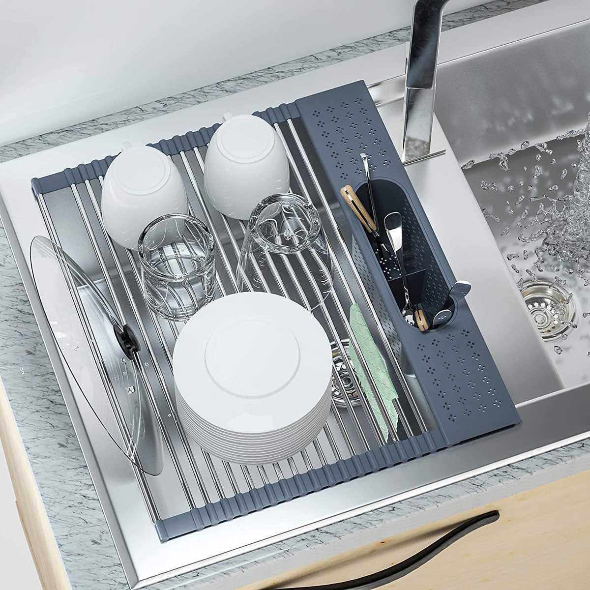 厨房置物伸缩沥水架多功能折叠碗碟滤水架餐具不锈钢收纳架刀叉架,厨房/烹饪用具,厨房抽屉置物架,淘宝优惠券,粉丝福利购,淘宝优惠卷