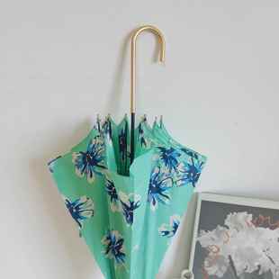 正品 工厂货金皮柄自动开轻纤细长超柄伞文艺清新晴P 色出口日本W