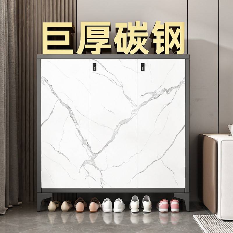 鞋柜门口家用大容量收纳带锁收纳柜钢制玄关过道室外防尘防盗鞋架