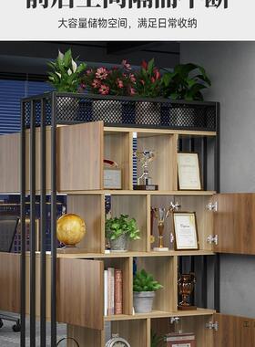 办室隔架断柜铁公艺书架置物屏风装饰双面组公合司花GKK槽储物柜