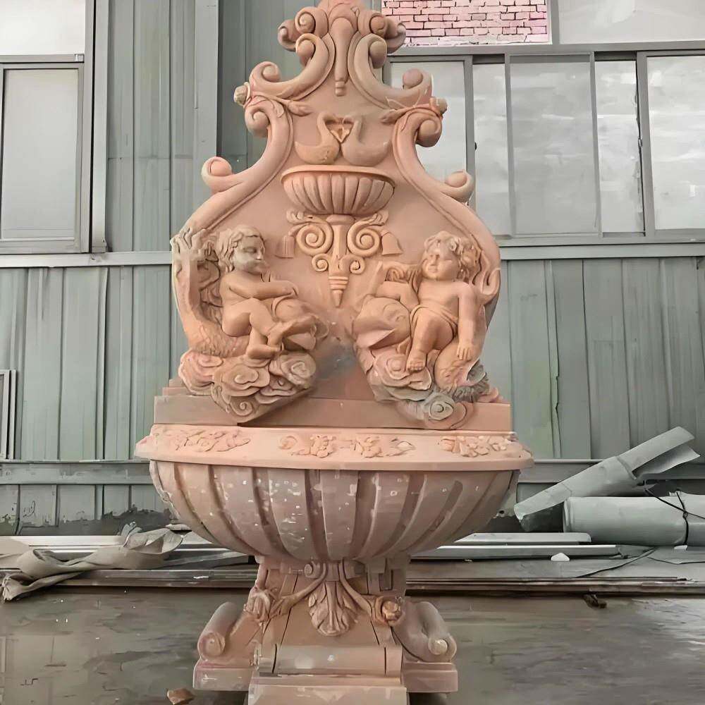 石雕汉白玉壁泉欧式流水大理石喷泉创意花岗岩落地墙壁盆装饰摆件