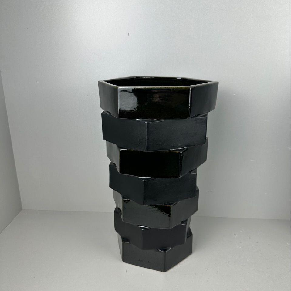 简约现代陶瓷陶瓷层叠错位花器软装饰品样板间客厅餐厅花瓶摆件
