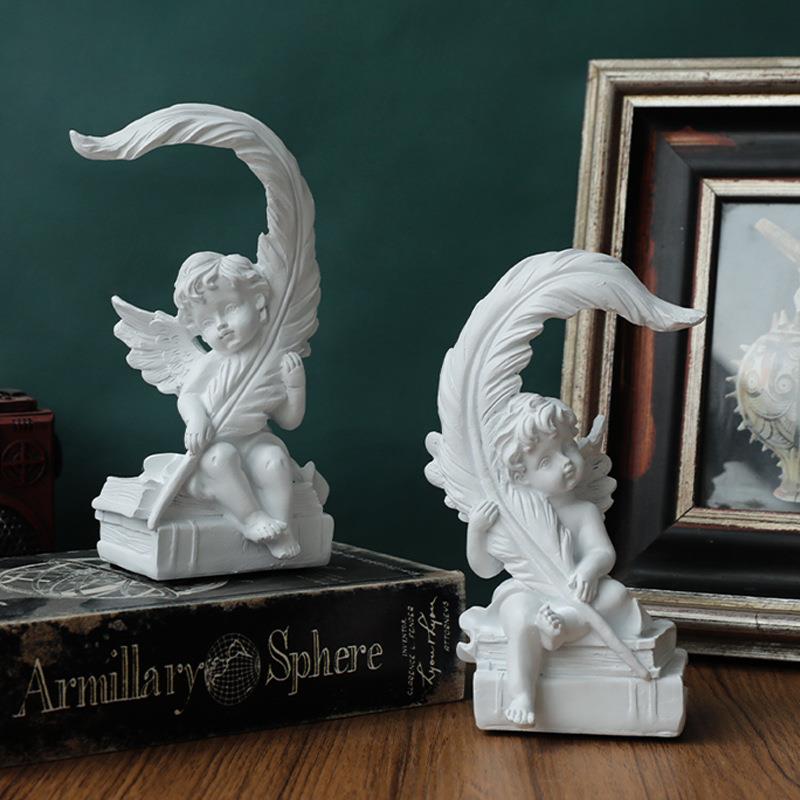 欧式复古树叶天使装饰品人物雕塑办公室家居玄关摆设雕像小摆件