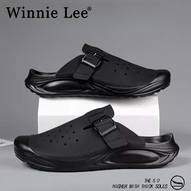 Winnie Lee勃肯拖鞋男款春季外穿防滑软底镂空透气凉拖鞋男士懒
