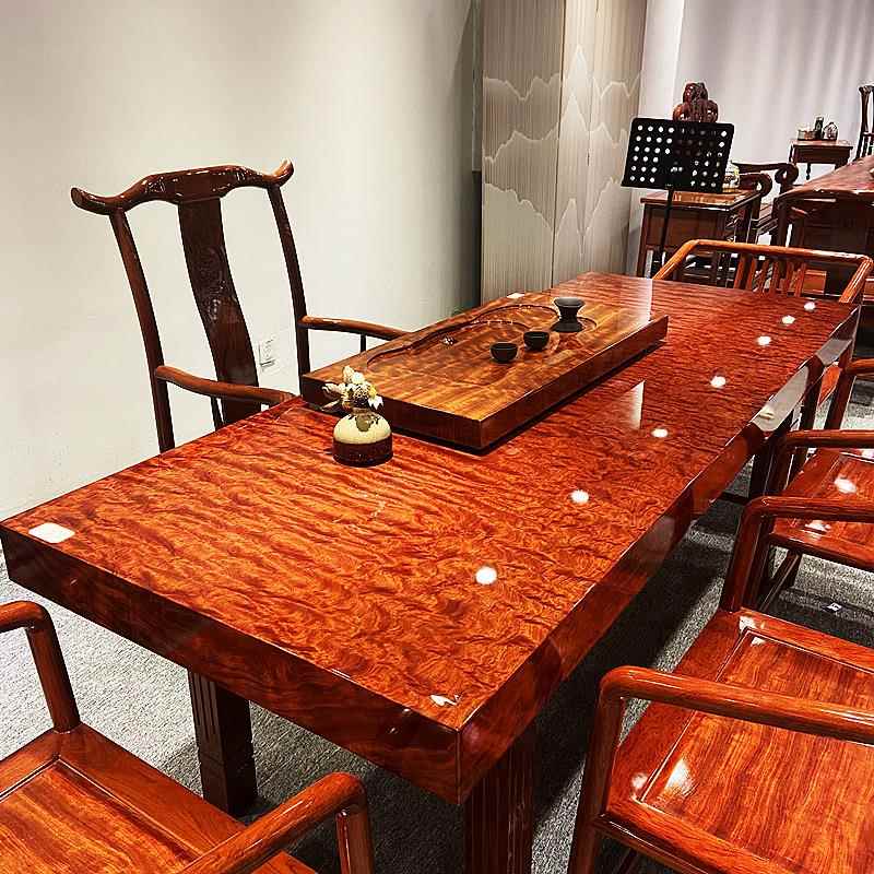 巴花实木原木大板茶桌茶台餐桌办公会议桌黑檀奥坎书桌面红木家俱