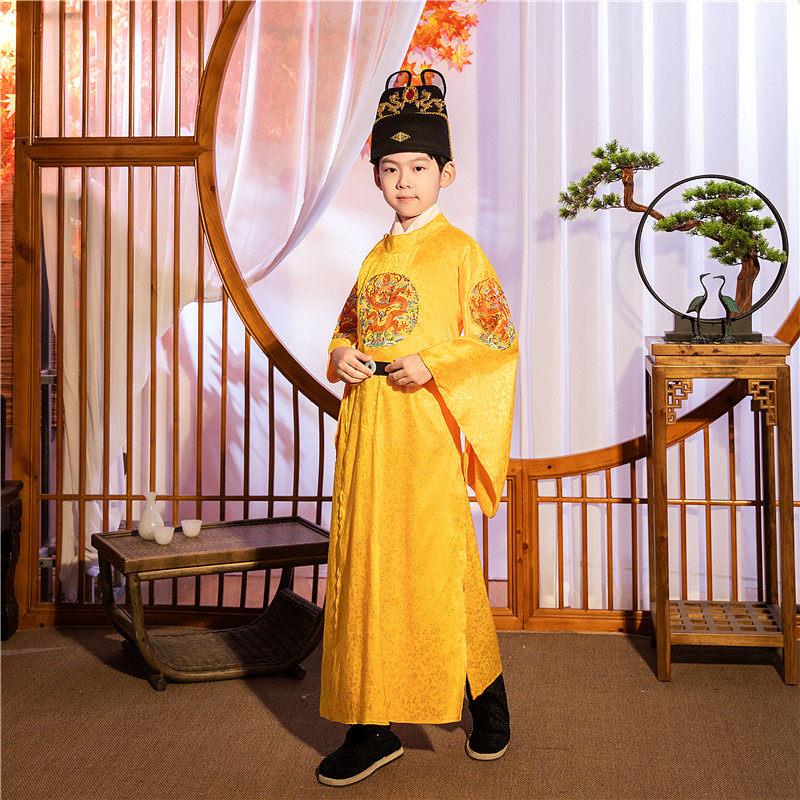 儿童古装明朝皇帝服装太子服大明皇上演出服宋朝龙袍汉服照相馆服