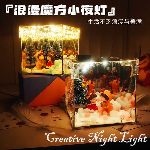 Christmas Snow Scene New Arrival USB Cube Night Light DIY Cr