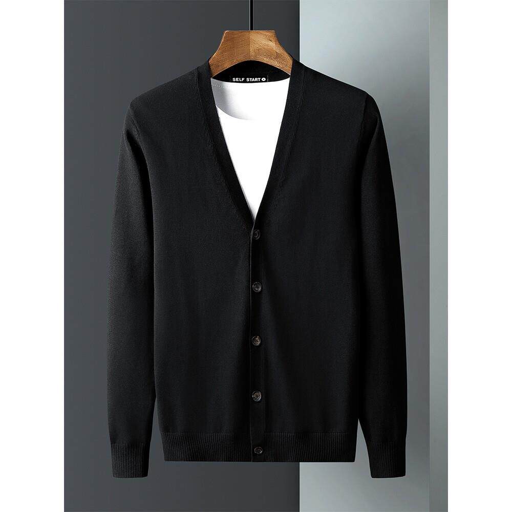 针织开衫男士2025新款薄款纯棉毛衣外套时尚商务男装春秋外穿衣服