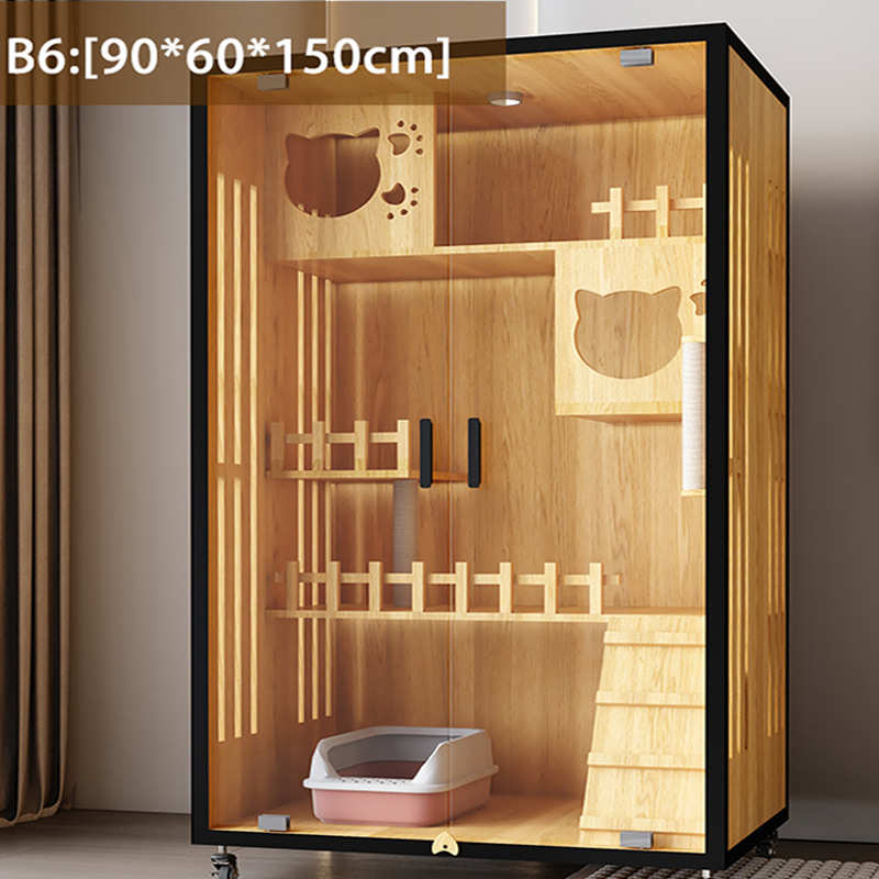 柜舍超大猫猫子网猫窝木质自由空间豪华红宠物笼猫猫别墅屋猫家用