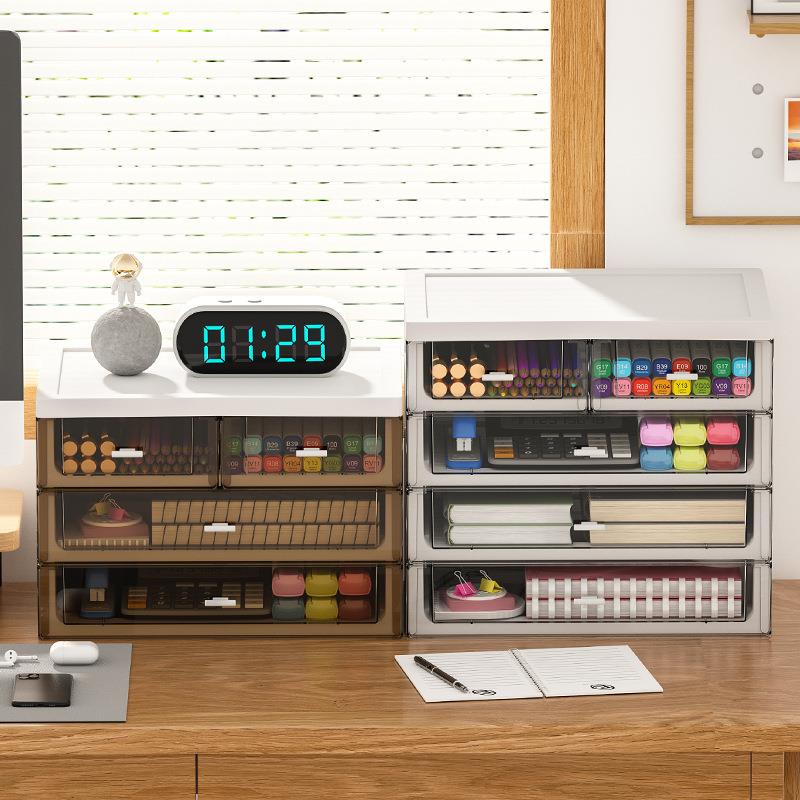 抽屉式桌面收纳盒办公柜室书工T2桌上具位整理文化妆品置物架储物