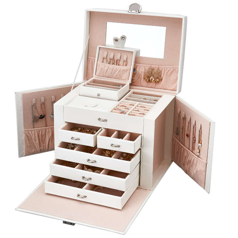 珠宝首饰首饰箱皮革收纳pu箱大容量欧美饰品盒