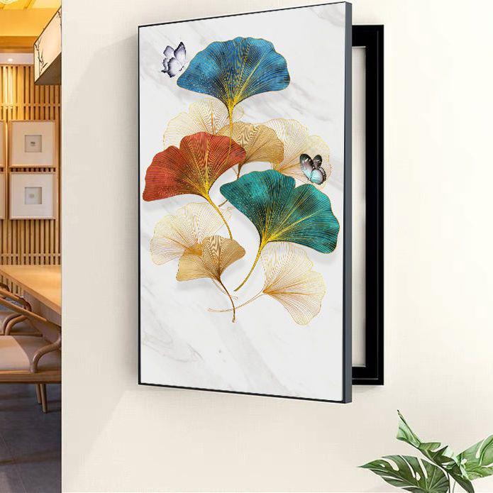 电表箱装饰画遮挡中式配电箱弱电箱开关盒挂画现代竖款侧开免打孔