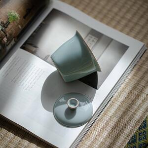 墨己 宋青陶瓷盖碗 仿汝窑天青泡茶碗 直筒主泡碗 汝窑文人茶具