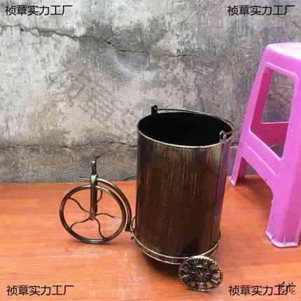 复古工业风垃圾桶办公室大号美式loft店铺酒吧消栓型带盖户垒德株