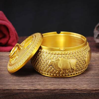 黄铜五牛灰缸带盖烟L632-1灰缸客办厅家烟用摆公室件