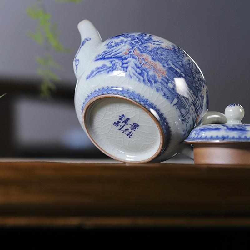 景德镇陶瓷老陶泥江山如此多娇家用功夫茶具泡茶壶过滤单壶大容量