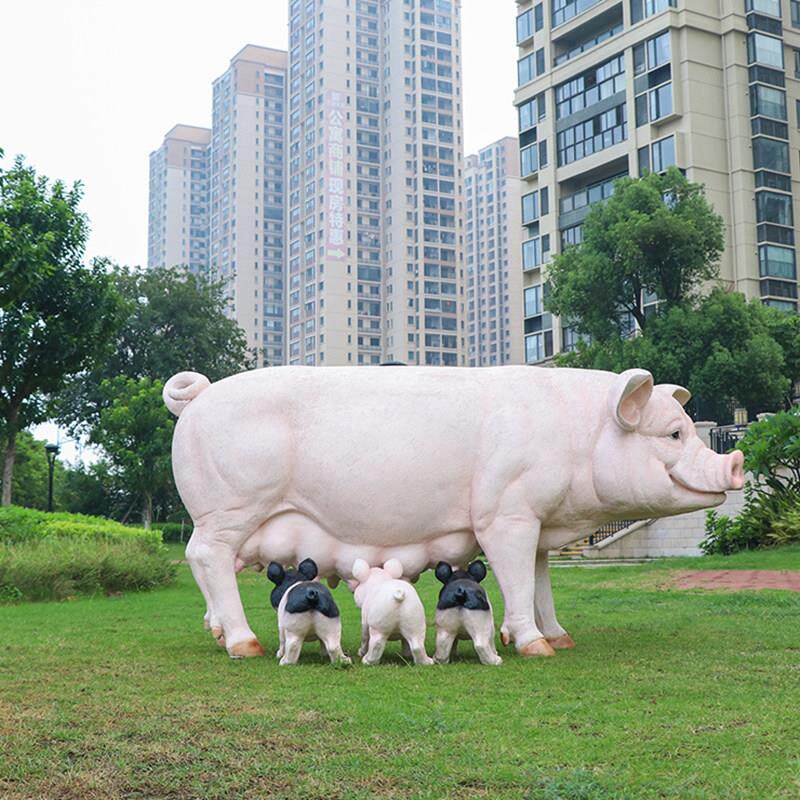 仿真小猪玻璃钢雕塑餐厅香猪黑猪母猪野猪模型花园农场超市摆件