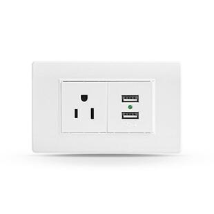 跨境南美118B墙壁插座美式扁3孔双TypeA PC面板插座15A 110-250V