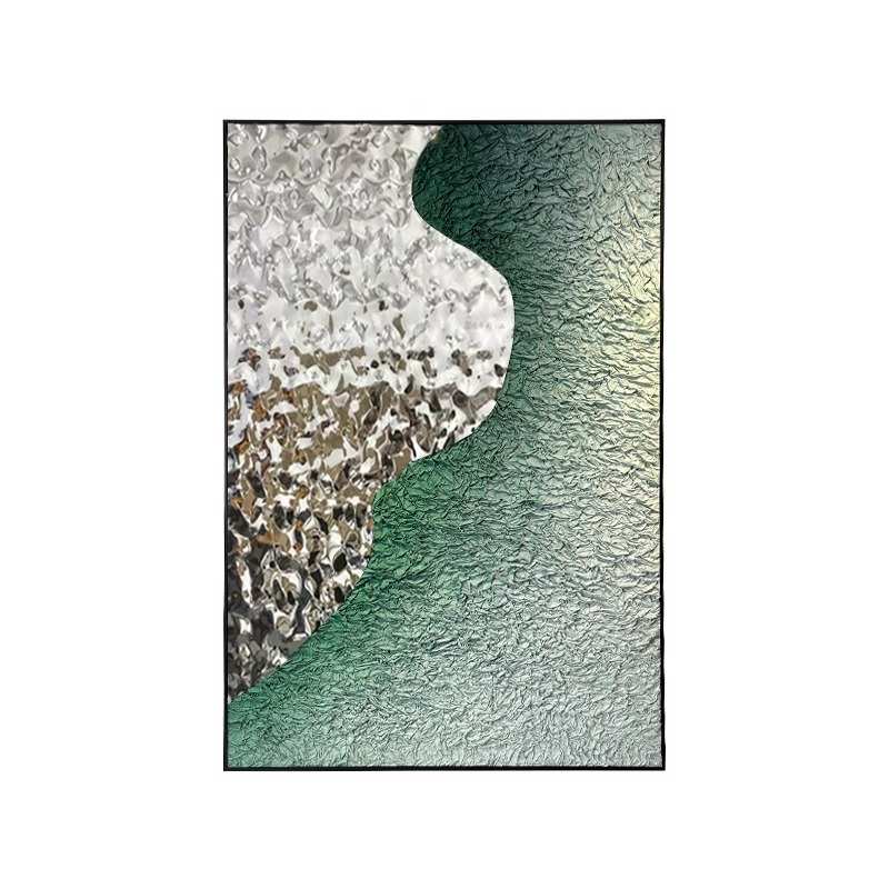 现代简约轻奢客厅玄关沙发背景墙高级感立体水波纹金属实物立体画