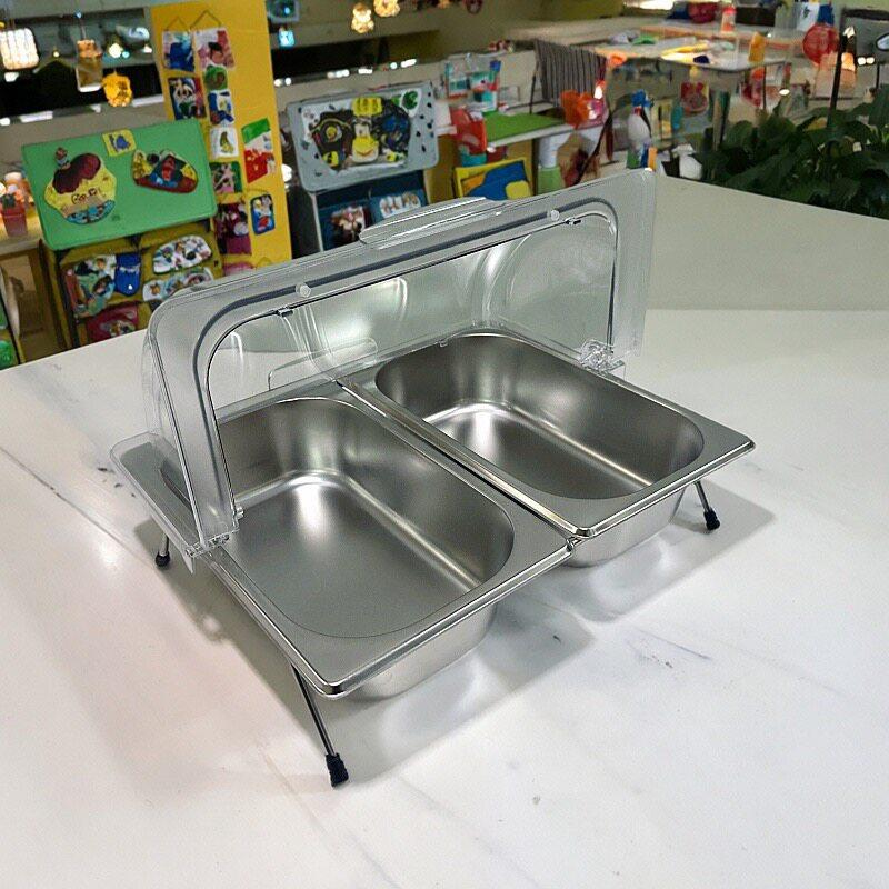 304幼儿园不锈钢熟食托盘卤味食品展示盘加冰保温冷藏翻盖凉菜盒