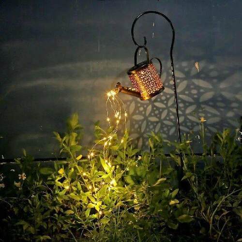 80cm Solar LED Watering Can Lamp Hanging Bracket Stand