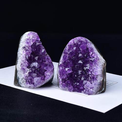 天然彩色晶簇紫水晶簇紫晶镇 紫水晶石矿标 家居消磁风水装饰摆件