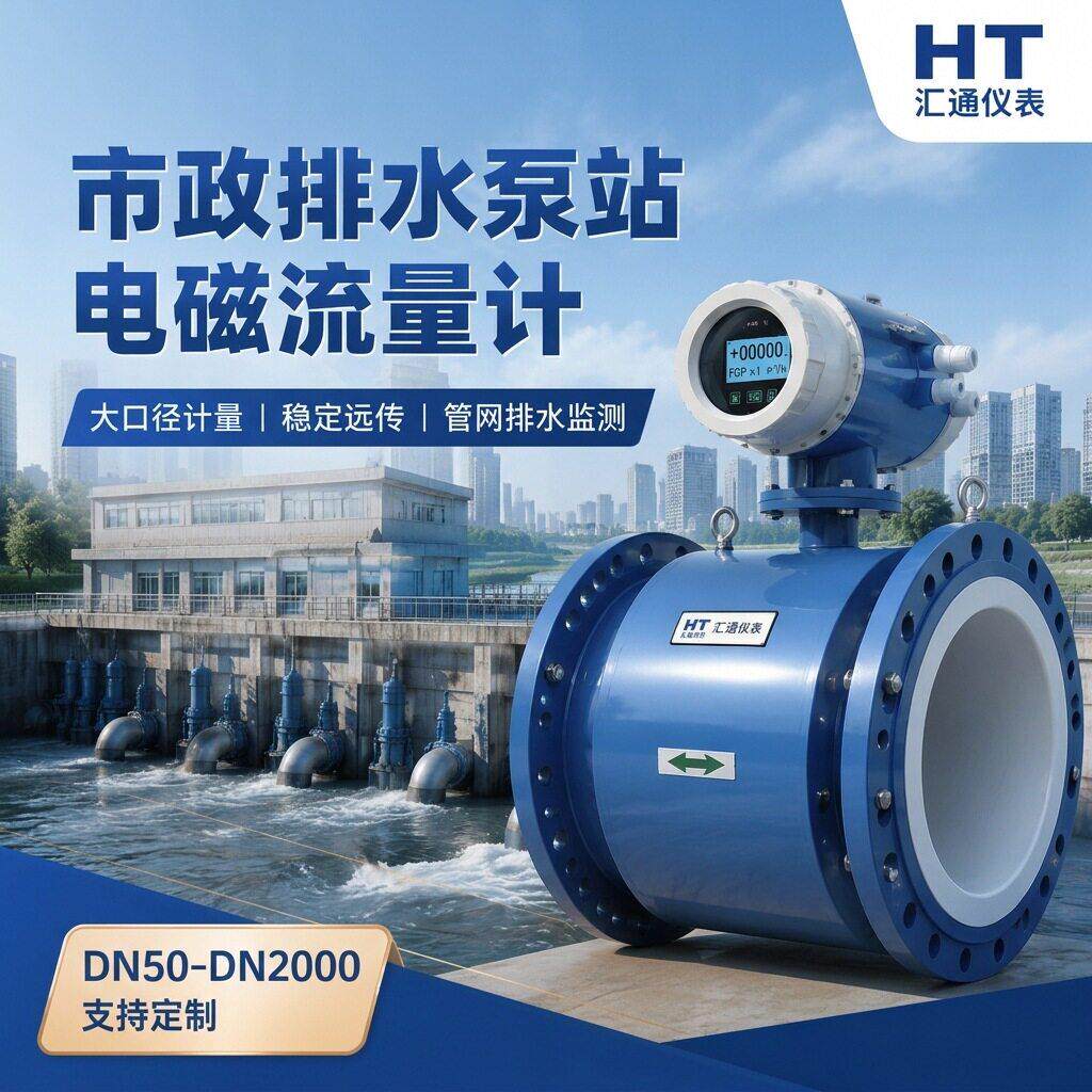 泵站排水电磁流量计雨污水管道流量计带远传监测大口径电磁流量计