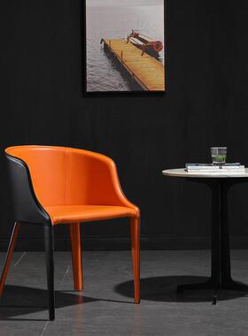 FDMA66-5意式马鞍皮围椅北欧设计师扶手椅书房椅子酒店会议椅售楼