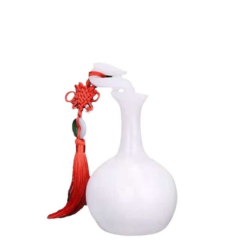 阿富汗白玉 工艺品 创意礼品 玉器玉石摆件平安 如意花瓶摆件