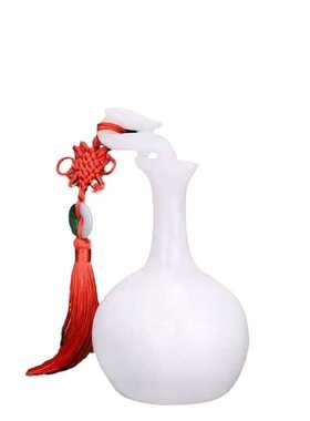 阿富汗白玉 工艺品 创意礼品 玉器玉石摆件平安 如意花瓶摆件