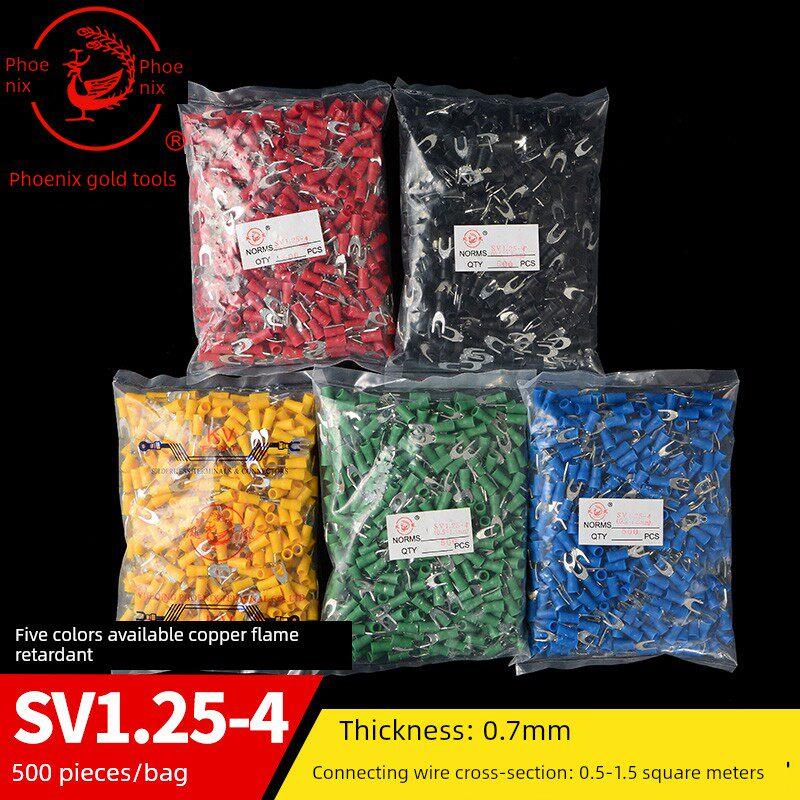 凤凰 冷压叉形预绝缘端头 SV1.25-4叉型接线端子厚0.7MM 500祇