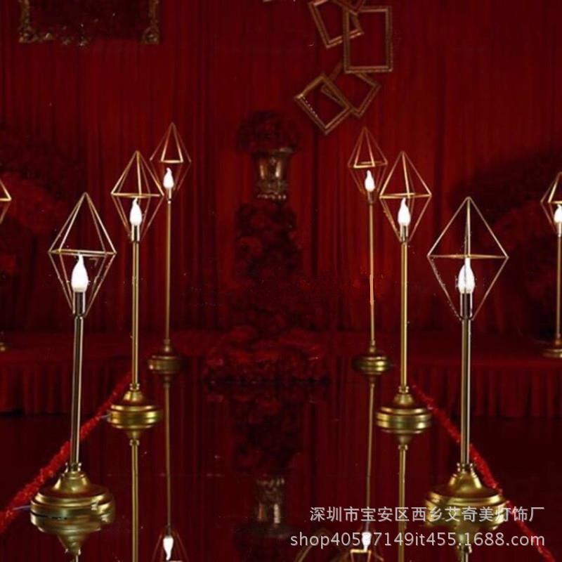 2018婚庆道具艺KDA钻石路几用何婚庆现场装饰品婚礼引铁金色T台摆