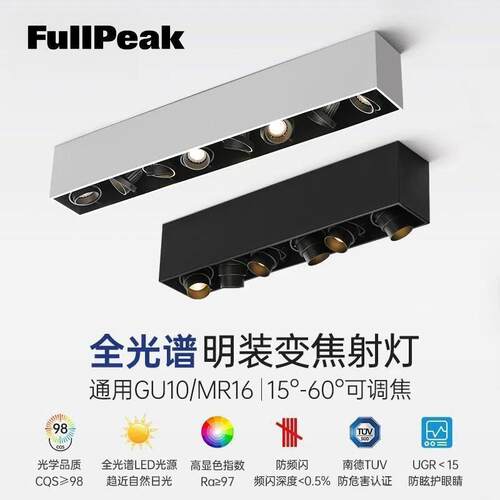 全光谱射灯明装长条斗胆格栅灯多头客厅无主灯餐厅吊装吸顶灯护眼