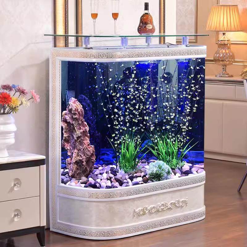 欧式落地金鱼缸免换水族箱玻璃生态中大型1.2米底过滤柜客厅家用