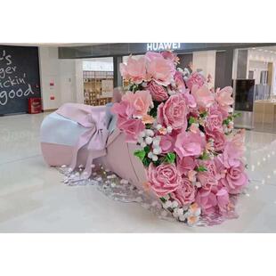 户外花朵大型拍照打卡红摆件景区巨型网装置仿真商业装饰美花束陈