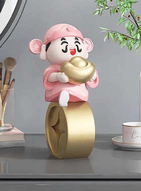 前台店铺家用喜庆财神爷迎礼品玄关客厅乔迁财神收银台装饰品摆件