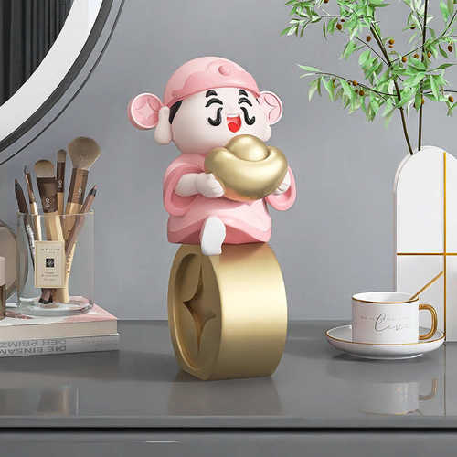 前台店铺家用喜庆财神爷迎礼品玄关客厅乔迁财神收银台装饰品摆件
