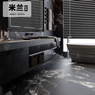 黑色化妆室浴室质感瓷砖地砖哑光600x1200防滑酒店会所防滑彷古砖