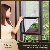 定制304不锈钢防蚊纱窗金刚网自粘家用魔术贴防猫跳楼梯纱窗