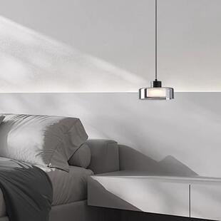 意式极简卧室床头小吊灯现代简约全铜玻璃餐厅吧台玄关垂线灯