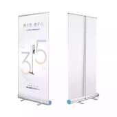 加强塑钢易拉宝80x200展架海报架移动户外展示架伸缩折叠落地