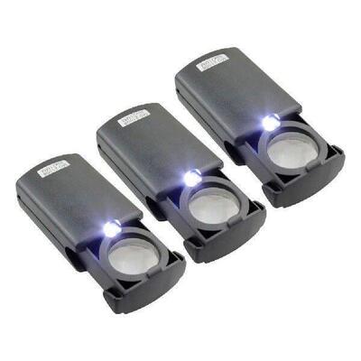 3pcs LED Light Magnifying Glass Hand-held ABS Material