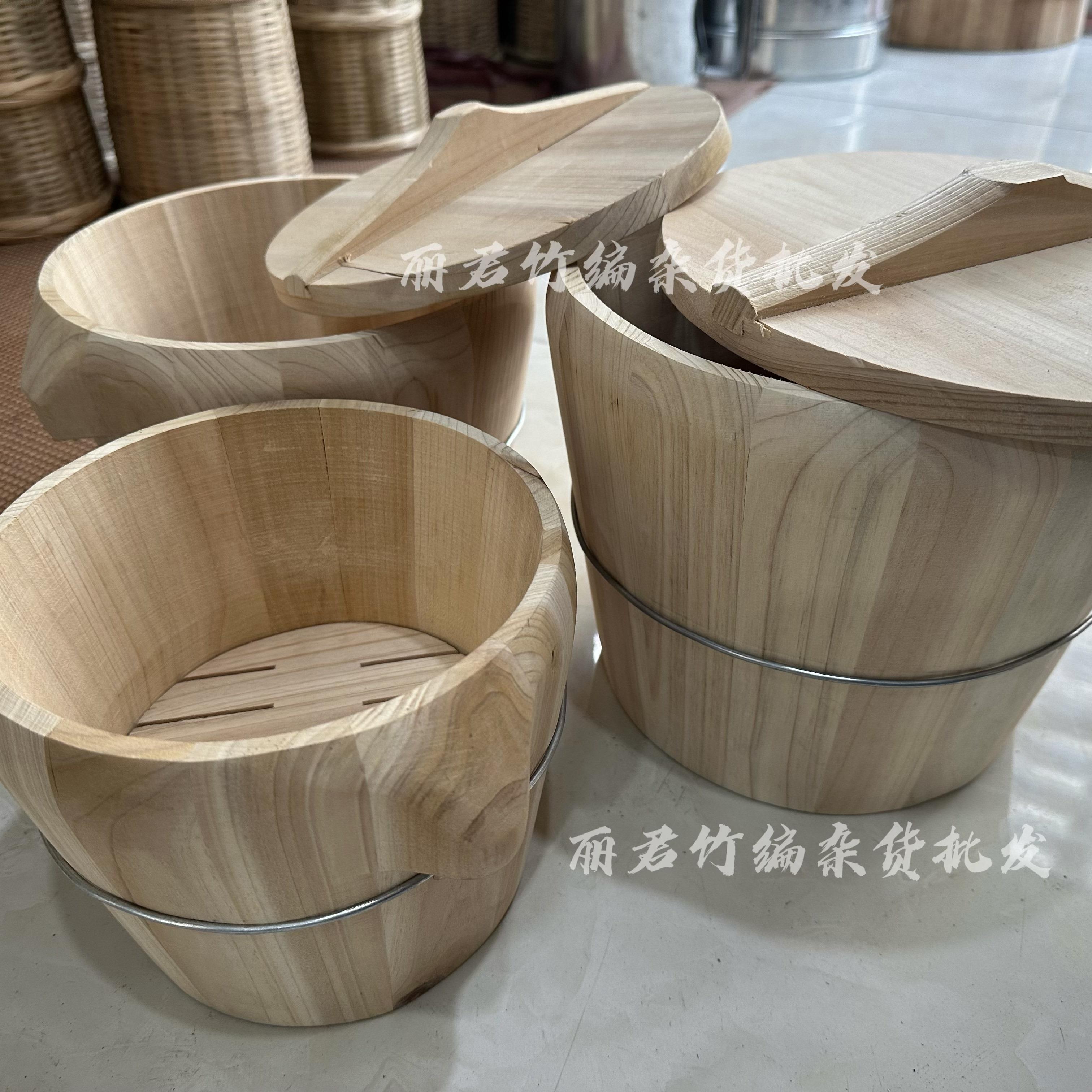蒸饭木桶煮饭木桶饭木甑子蒸子家用大小号杉木竹底木底蒸笼商用