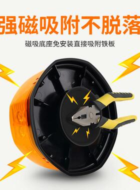 超亮爆闪灯遥控一拖二大件运输吸顶车顶警示灯黄色旋转圆形闪光灯