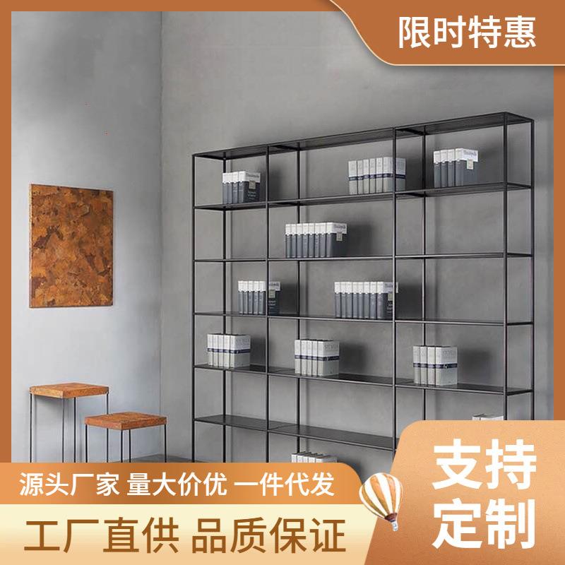 北欧客厅书架铁艺置物架落地多层隔断简约办公室层架整墙收纳柜子